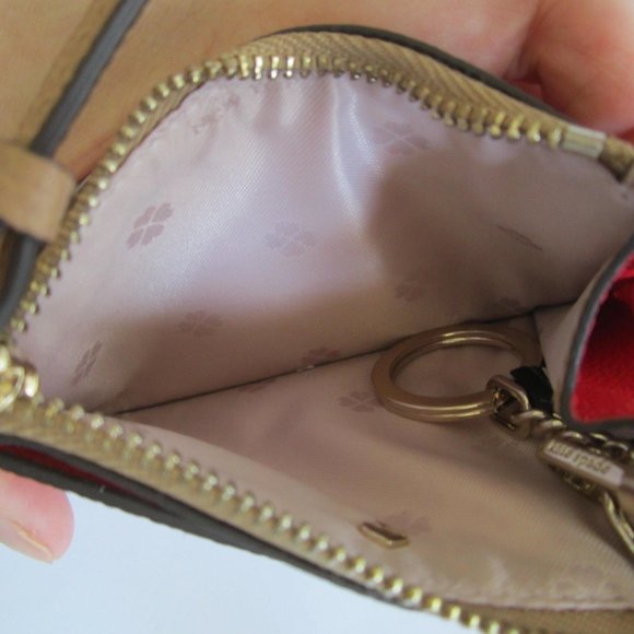 Kate Spade New York Red Wristlet Coins Purse Card Keychain Wallet Bag Women - Picture 4 of 5